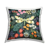Stupell Industries Dragonfly Among Flowers Decorative Printed Throw Pillow, 18 x 18