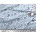 thumbnail image 2 of Soimoi Blue Poly Georgette Fabric Text & Monuments Architectural Print Fabric by the Yard 52 Inch Wide, 2 of 3