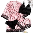 thumbnail image 1 of Batas de mujer de talla grande, lencería de seda, bata de baño de satén, conjunto de cuatro piezas, pijamas para dormir, pijamas para mujer, 1 of 8