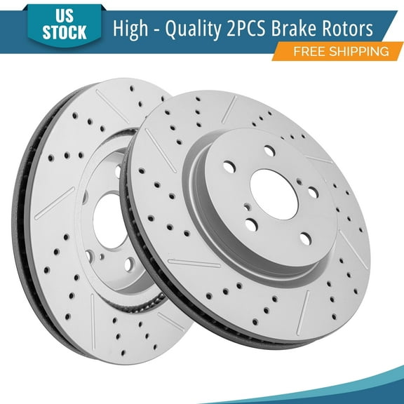 YXPCARS 2PCS Front Brake Rotors(120.44202), Drilled & Slotted Disc Rotors Kit for Lexus ES250 ES300H ES350 UX200 UX250H Toyota Avalon C-HR Camry Corolla Cross Prius AWD-E RAV4 Venza