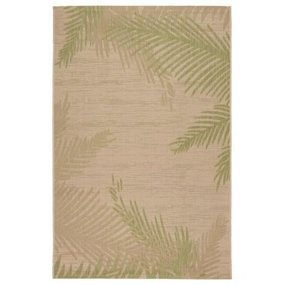HomeRoots  5 x 7 ft. Green Palms Indoor & Outdoor Area Rug - Green - 5' x 7'
