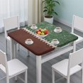 thumbnail image 3 of Green and Brown Football Stitch Pattern Square Fitted Tablecloth with Elastic Edge,Square Table Cover,Washable Elastic Table Cover for Home Kitchen Party Decor 34"x34", 3 of 6