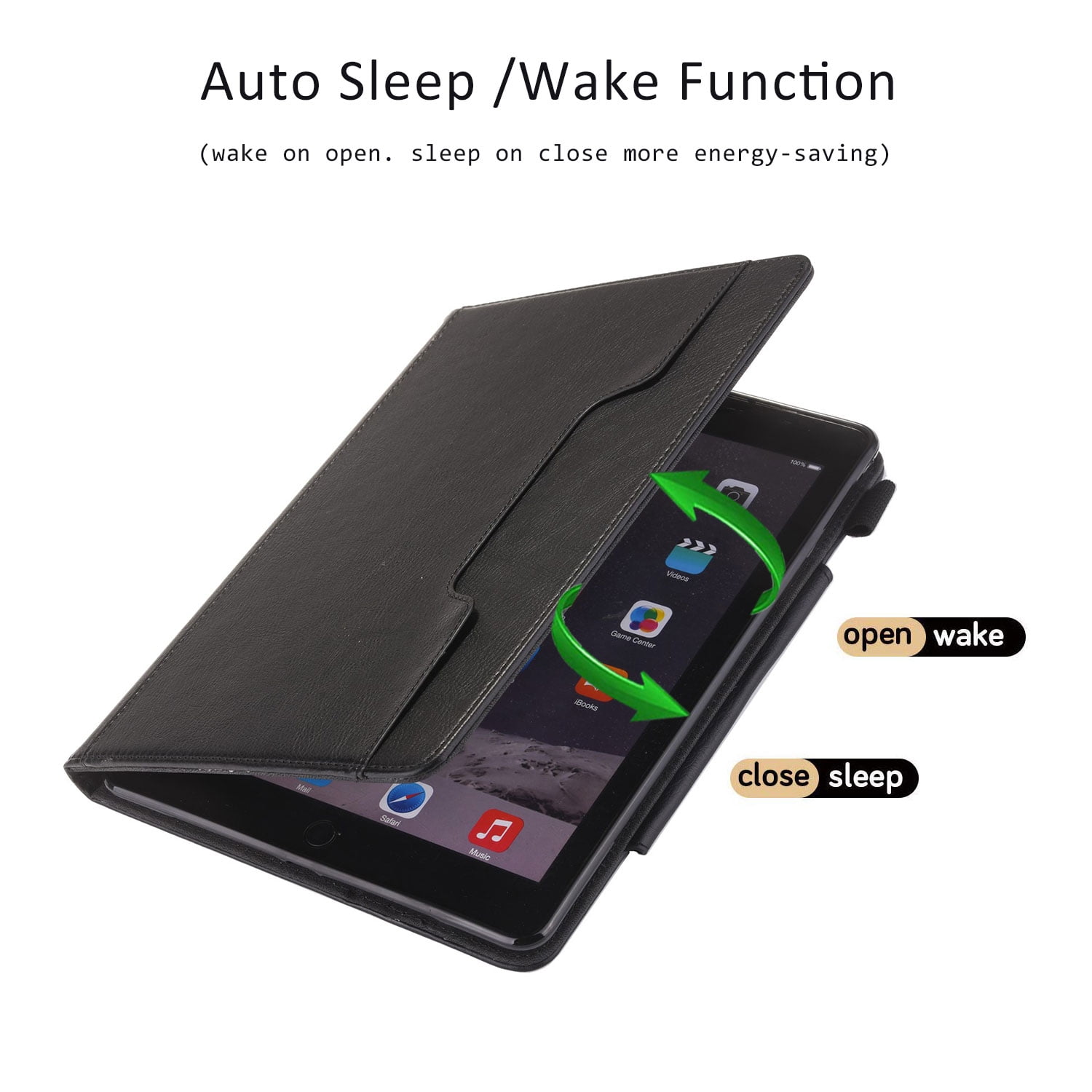 Allytech New iPad 7th Generation Case 10.2 Inch 2019, Premium PU Leather Business Folio Stand Cover with Built-in Apple Pencil Holder - Auto Wake/Sleep and Multiple Viewing Angles, Black