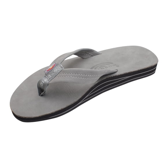 Rainbow Sandals Men's Premier Leather Double Layer with Arch Wide Strap, Grey, Men's Small / 7.5-8.5 D(M) US