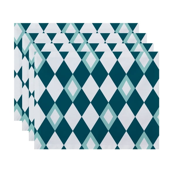 Simply Daisy, 18 x 14 Inch Harlequin Geometric Print Placemat (set of 4), Blue