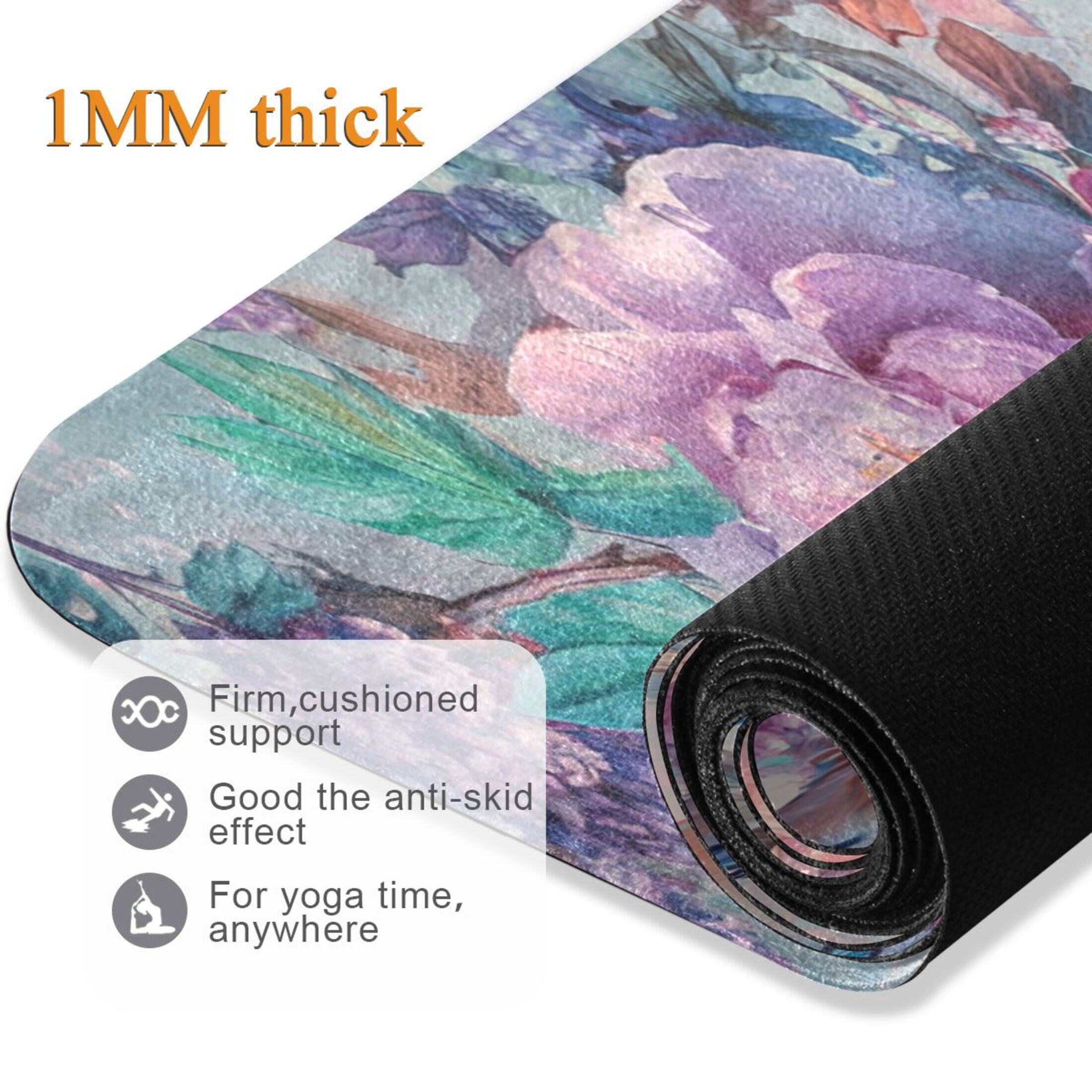 BZSMCE Yoga Mat Women Butterflies Colorful Birds Flowers Fitness Mat