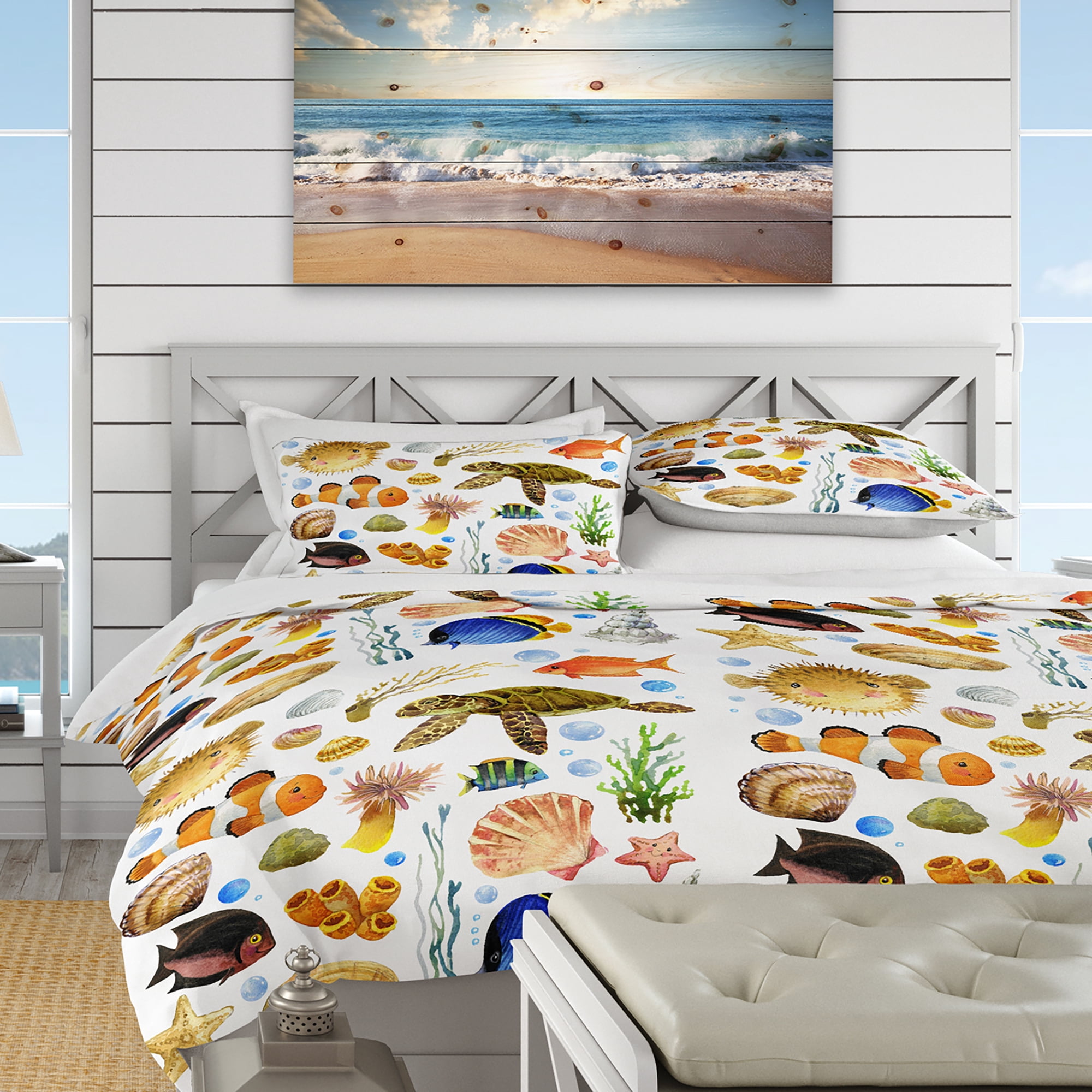 Designart 'Decoration Marine Theme' Nautical & Coastal Duvet Cover Set