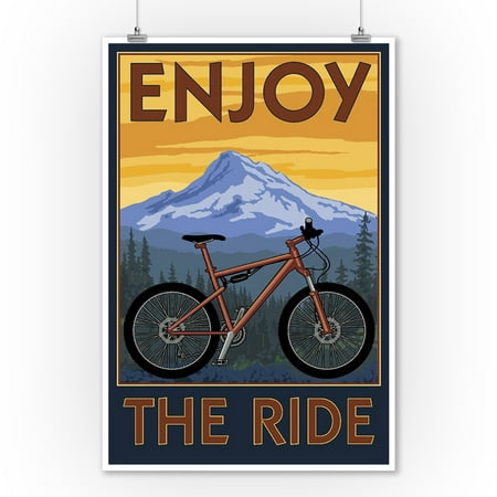 Enjoy the Ride - Mountain Bike Scene - Lantern Press Artwork (9x12 Art Print, Wall Decor Travel