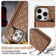 thumbnail image 6 of Crossbody Wallet Case for iPhone 15 Plus with Make-up Mirror, PU Leather Lanyard Purse Magnetic Clasp Card Holder, Flip Kickstand Shockproof Phone Cover for iPhone 15 Plus, Brown, 6 of 6