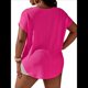 thumbnail image 3 of Camiseta Holgada Tipo Túnica con Cuello en V y Bolsillo para Mujer, Talla Grande Rosa Roja XXL, 3 of 7