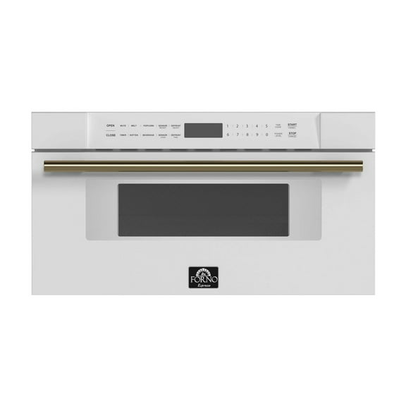 Forno Capoliveri Espresso 30-Inch Microwave Drawer, White, 1.2 cu.ft, 1500 Watts, Built-In, Touch Control LCD Display, Auto-Touch Open/Close, 11 Power Levels, Sensor Cooking
