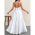 thumbnail image 4 of Women'S Maxi Summer Dresses Halter V Neck Beach Dresses for Women A-Line Casual Dress for Vacation White S, 4 of 5