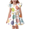 thumbnail image 2 of NAISIBABY Casual Dresses for Girls, Ruffles Sleeve Crewneck Summer Flowy Kids Easter Sundress White Size 6, 2 of 7