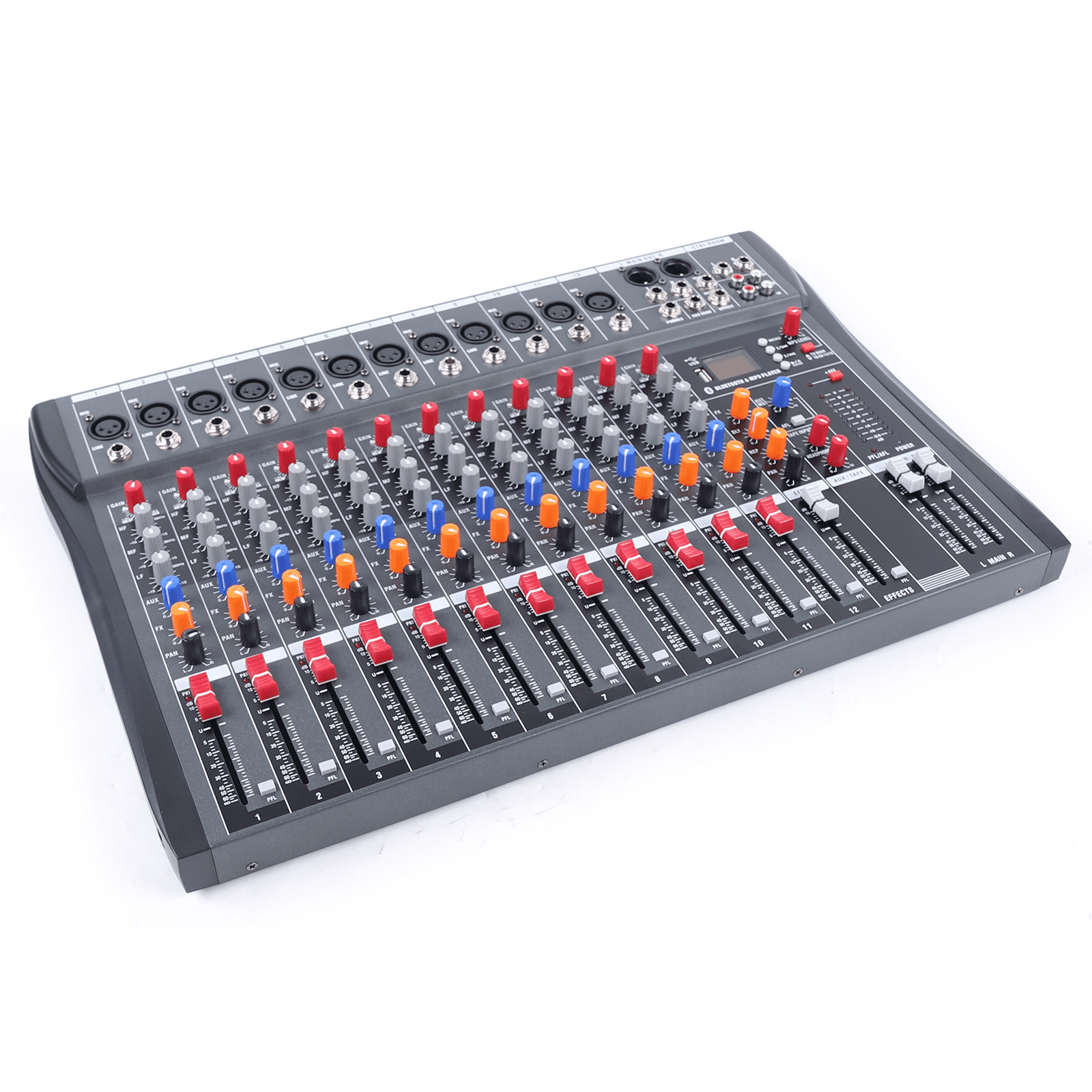 Aiqidi Professional 12 Channels Live Audio Mixer Bluetooth USB DJ Sound Mixing Console Amplifier with 6 Modes of Music