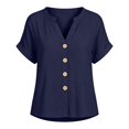 thumbnail image 5 of IMENGL Women's Button Down Shirts Basic Summer Color V Neck Up and Comfortable Short Sleeved Top . Loose Casual Outfits Blouse for Women,M-XXXL, 5 of 7