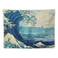 thumbnail image 5 of ONETECH Retro Ocean Tapestry Wall Hanging, Vintage Blue Watercolor Ocean Waves Wall Art Tapestries, Japanese Anime Sea Wave Wall Decor Indian Tapestry for Bedroom Aesthetic Home Dorm, Wall Blacket, 5 of 6
