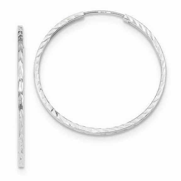 Primal Gold 14 Karat White Gold Diamond-cut Square Tube Endless Hoop Earrings