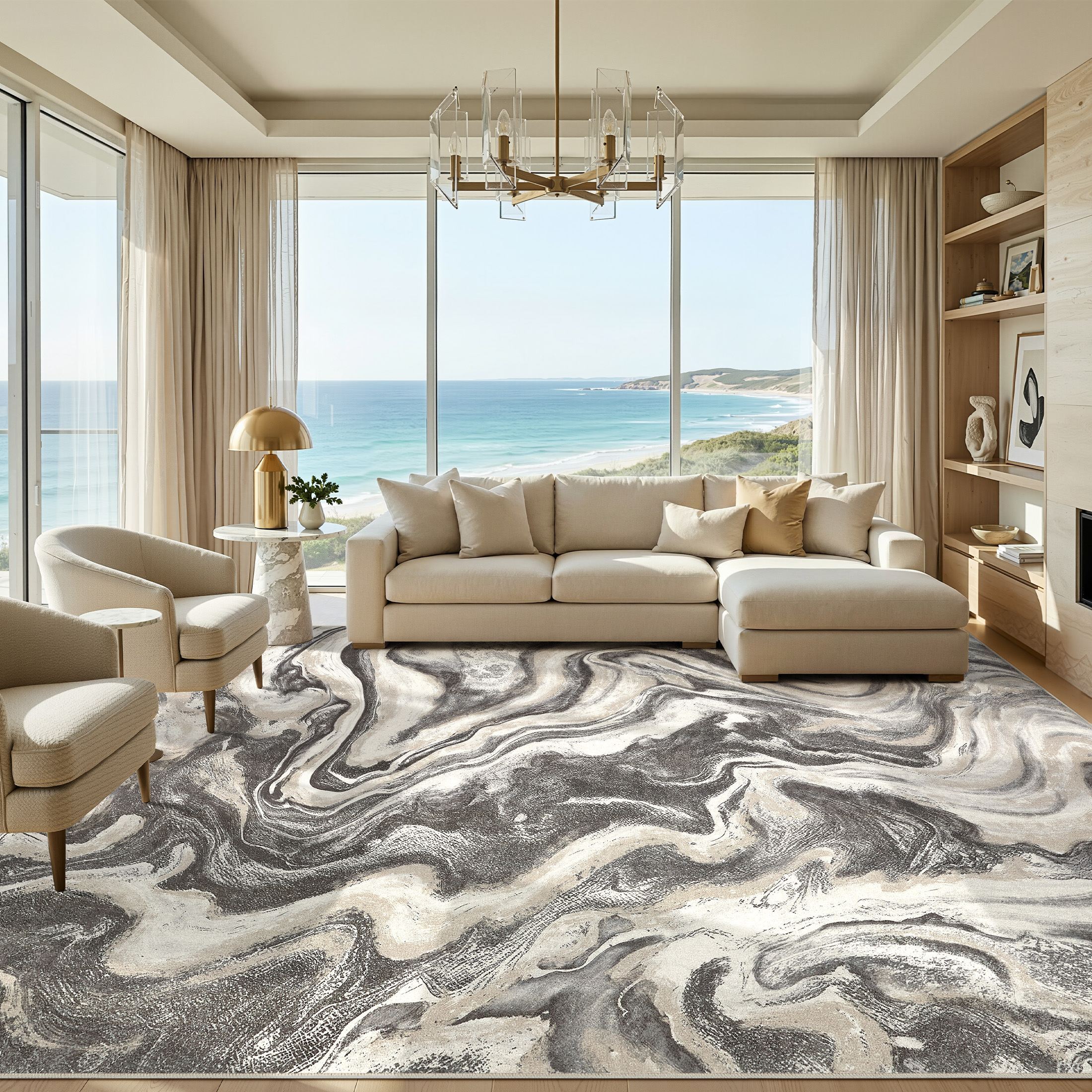 UERMEI 8'x10' Washable Large Area Rugs for Living Room, Washable Non-slip Soft Indoor Modern Vintage Rug for Bedroom Dining Room Office Home Decor Carpet,Dove Gray