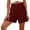 Wine, variant on Womens Summer Shorts Linen Lace Elastic Waist Casual Comfortable Beach Shorts With Pocket
