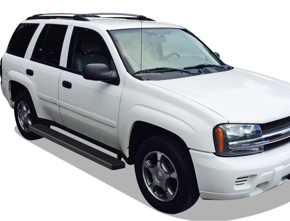 APS Running Boards 6-inch Black Compatible with Chevy Trailblazer GMC Envoy 2002-2009 Stainless Steel (Nerf Bars Side Steps Side Bars)
