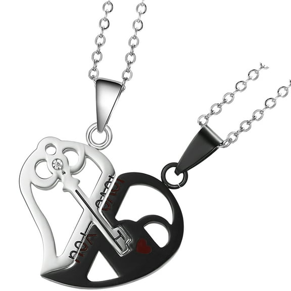 Necklaces Couples for Boyfriend and Girlfriend Jewelry Key Heart-shaped Stainless Steel Lovers