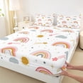 thumbnail image 3 of Homewish Dreamy Rainbow Kids Twin Sheet Sets, Kawaii Stars Cloud Sun Twin Fitted Sheet, Cute Princess Style Flat Sheet, Lightweight Room Decor, 3pcs, 3 of 7