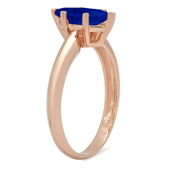 1 ct Marquise Cut Simulated Blue Sapphire Solitaire Engagement Ring for Women in 18K Rose Gold