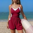 thumbnail image 3 of One Piece Swimsuits with Short Women Bathing Suit Swimwear Slimming Bathing Set Women's Casual Fashion Slim Solid Color Sports Bikini Swimsuit, 3 of 6