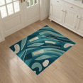 thumbnail image 3 of ODIKA 3'x5' Teal Dynamic Curved Lines And Shapes In A Washable Accent Rug Modern Graphic Design Ornamental Balanced Border Pet Friendly, Non-Shedding Mat for Bedside, Nursery Room, 3 of 7
