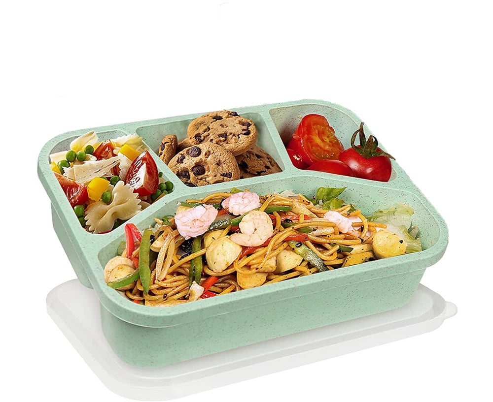 1pc Adult Bento Box, 4-compartment Children's Meal Prep Container, Reusable  Transparent Lid Food Storage Container, Bpa-free, Microwave Safe