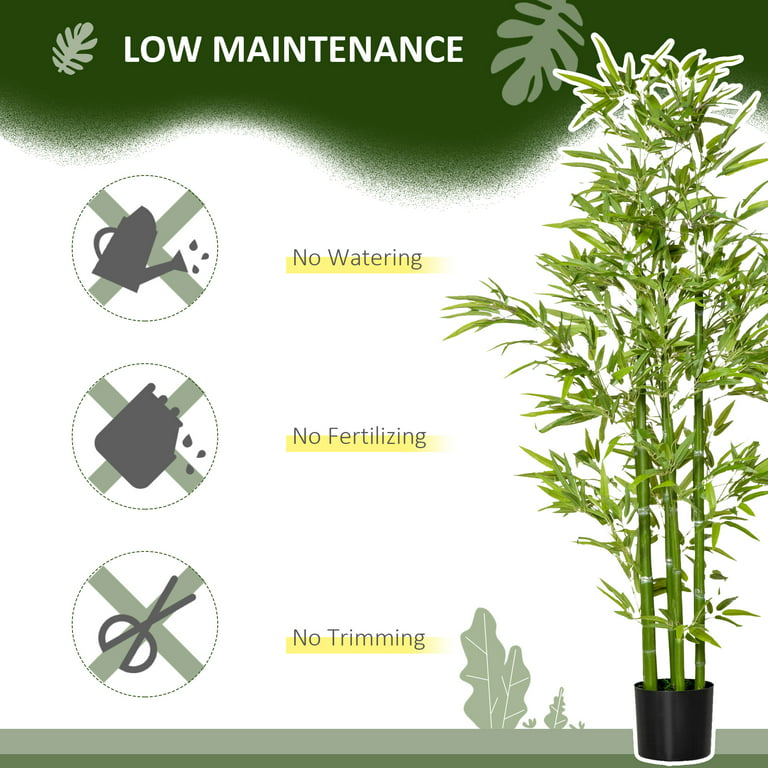 HOMCOM Arbre artificiel bambou plante artificielle hauteur de 160 cm 975  feuilles réalistes pot Inclus vert