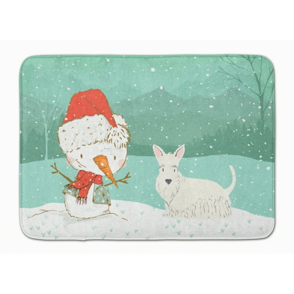 Wheaten Scottish Terrier Snowman Christmas Machine Washable Memory Foam Mat