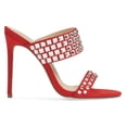 thumbnail image 3 of Lauren Lorraine Bing Mirror Mule Formal Prom Pump Open Toe Stiletto Mule Heels (Red, 6.5), 3 of 5