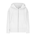 thumbnail image 4 of Hpapadks Sweatshirt for Women Full Zipper Short Style Casual Long Sleeve Solid Comfort Gym Hooded Hoodies for Women White M, 4 of 6