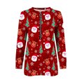 thumbnail image 4 of Pntutb, camiseta informal de manga larga con cuello en V de Navidad para mujer, blusa holgada con estampado de otoño, tops con cremallera Pntutb Pntutb-5389, 4 of 5
