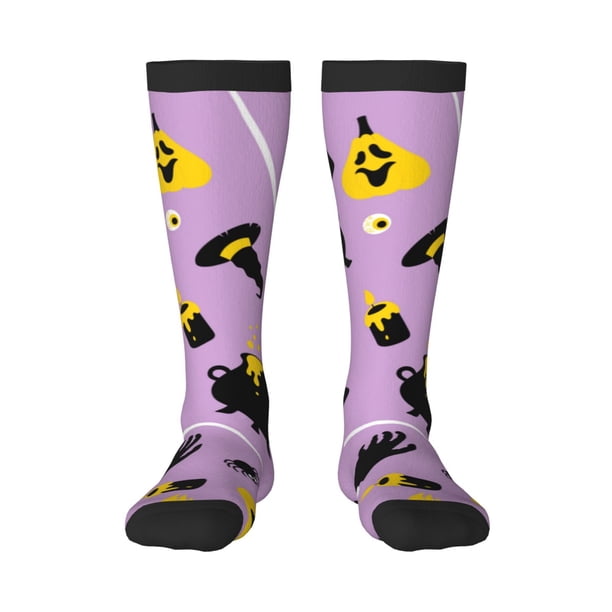 Fotbe Cute Halloween Calcetas Divertidas Estampadas para Hombre y Mujer, Calcetas de Algodón hasta la Rodilla para Caminar, Correr, Enfermería y Embarazo