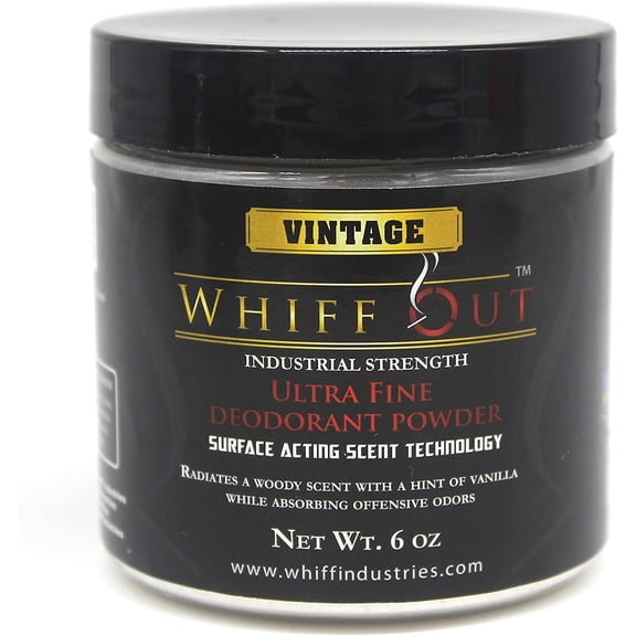 Whiff Out Vintage - 6 0z. Deodorant Powder & Ashtray Deodorizer Eliminates Ashtray and Smoking Receptacle Odors Caused by Cigarettes & Cigars