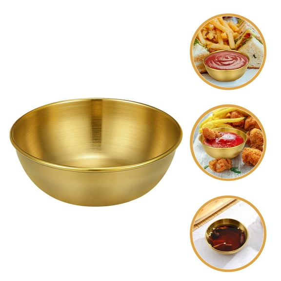MLINS Stainless Steel Seasoning Dish Lotus Round Sauce Plate Small Salad Tray Dessert Serving Bowl Japanese Appetizer Dishes Metal Dipping Bowls