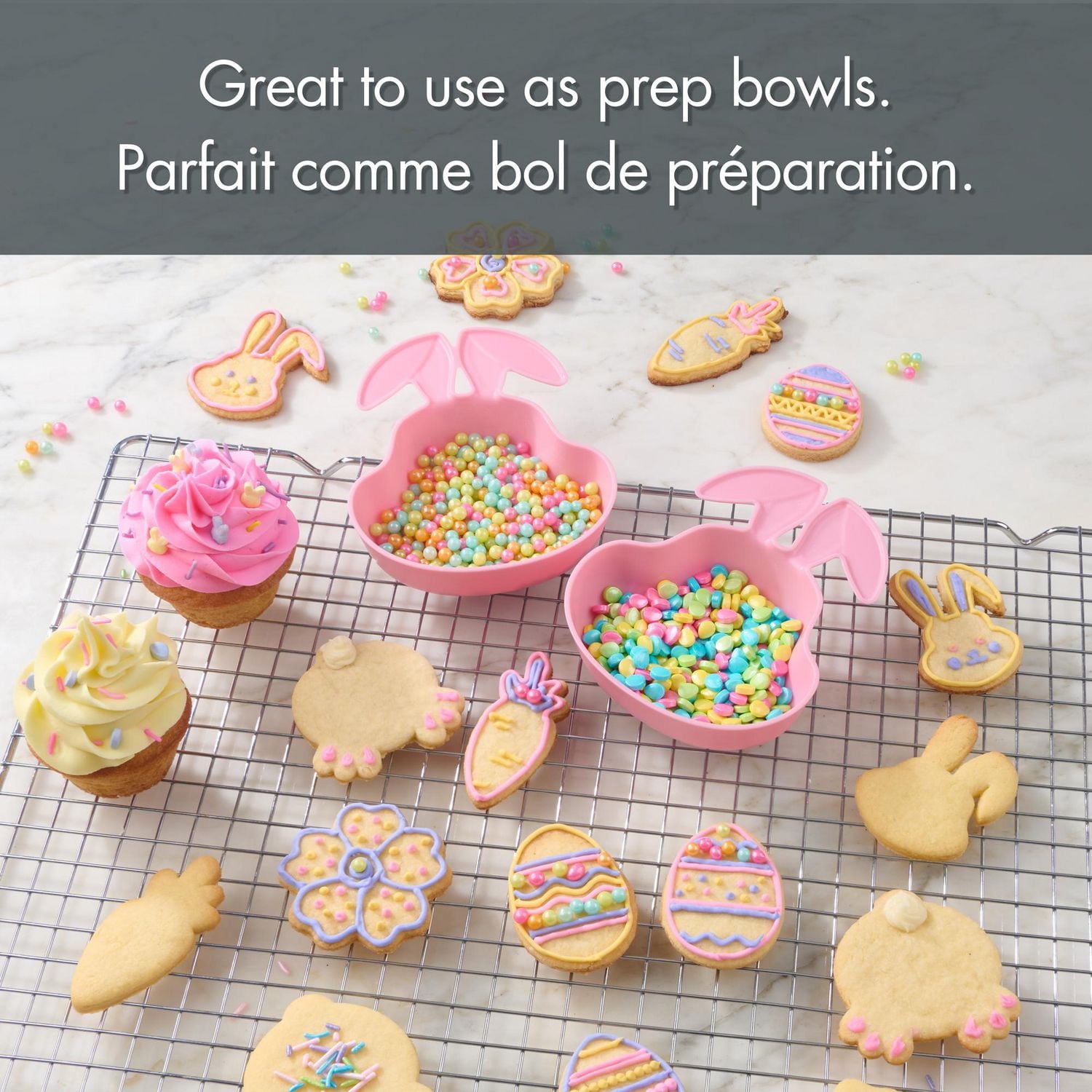 Way to Celebrate 2-Piece Prep and Candy Bowl Set, Bunny Rabbit, Pink