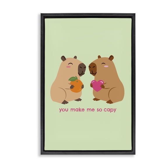 You Make Me So Capy Black Framed Floater Canvas Wall Art, design by Emily Dumas