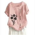 thumbnail image 1 of Blouses pour Femmes, T-Shirt à Boutons Imprimé Décontracté Mode d'Été pour Femmes à Col Rond et Manches Courtes, 1 of 3