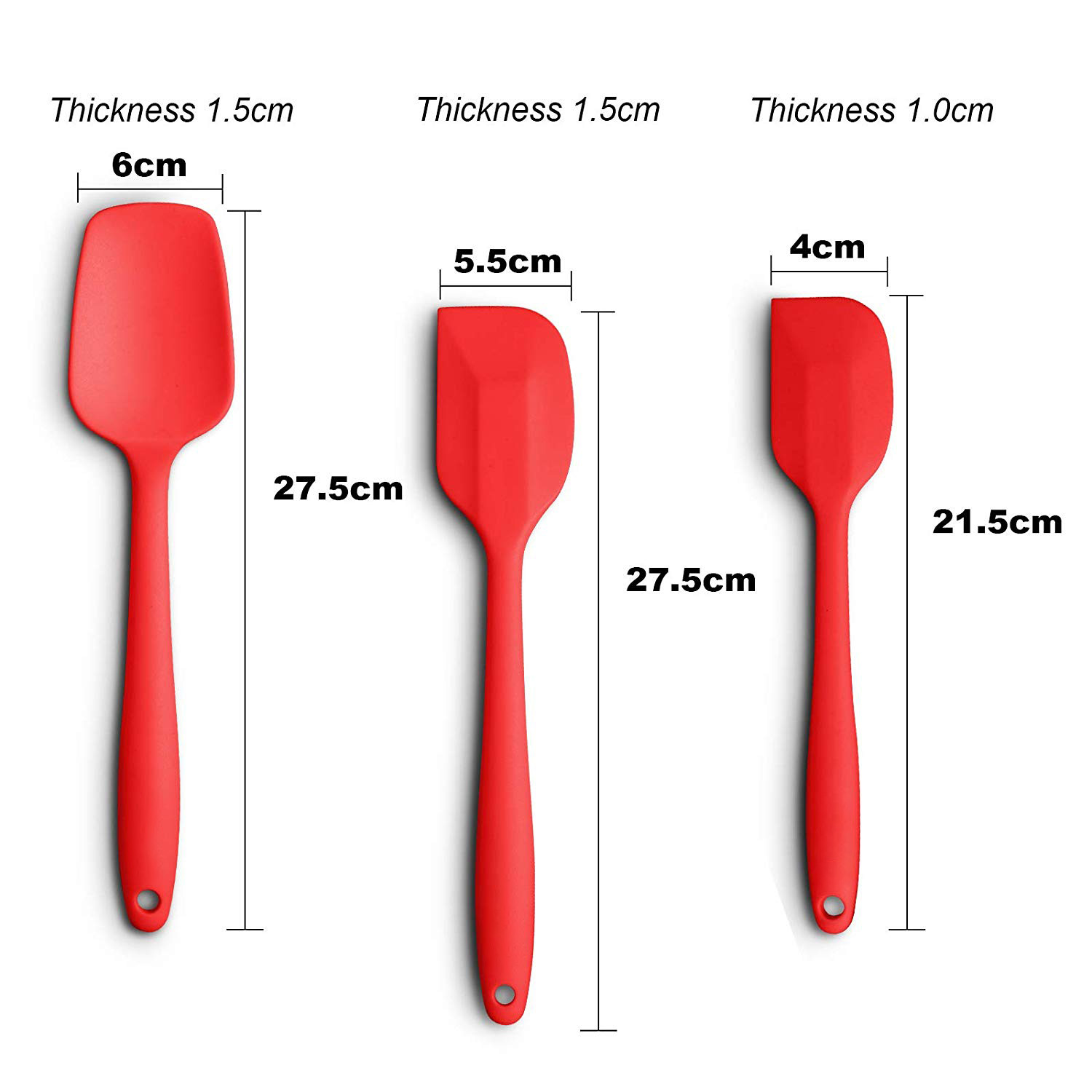 Silicone Spatula 3-piece Set, High Heat-Resistant Pro-Grade Spatulas, Non-stick Rubber Spatulas with Stainless Steel Core, Red, I2341 - image 2 of 7