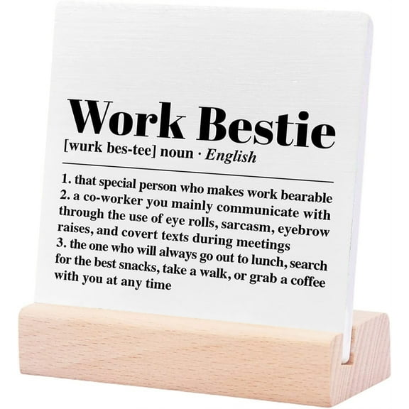 Ceramic Sign 4x4Inch Coworker Thank You Appreciation Gifts For Coworker Colleague Coworker Retirement Leaving Farewell Good Bye New Job Gifts Work Bestie Plaque Sign with Wood Stand Office Desk Decor