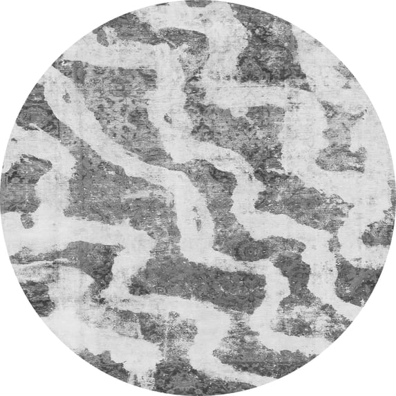 Ahgly Company Indoor Round Abstract Gray Modern Area Rugs, 3' Round