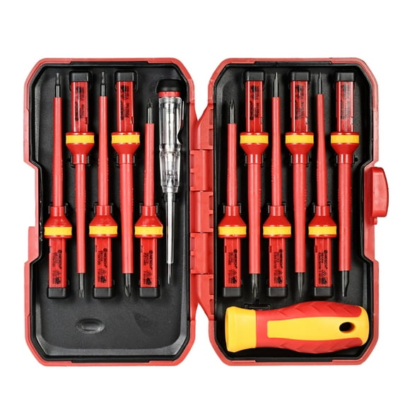 NESCH 13pcs 1000V Changeable Insulated Screwdrivers Set with Magnetic Slotted Phillips Pozidriv Torx Bits Electrician Repair Tools Kit