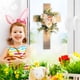 thumbnail image 4 of Etiqueta De Madera Cruz de Pascua con flores artificiales para decoración religiosa del hogar (marrón, 1 unidad) JASKFLY, 4 of 6