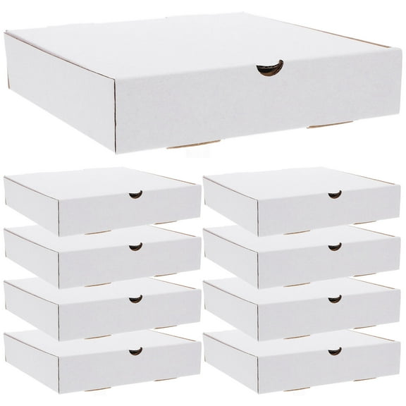 30pcs White Corrugated Pizza Boxes Reusable Takeout Boxes Kraft Paper Packaging Keeps Cookies Fresh for Store 7 inch