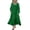 Green, variant on Cotton Linen Dress Long Sleeve Round Neck Pleated Kaftan Casual Loose Fit Maxi Dress Flowy Boho Long Sundress with Pockets