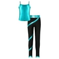thumbnail image 3 of Raenseen Kids Girls Hip Hop Dance Outfit Girls Sparkly Camisole Tank with Shiny Rhinestones Pants Blue Green 6, 3 of 9