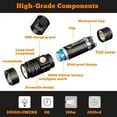 thumbnail image 3 of 20000 Lumens Mini Compact LED Flashlight, Ultra Bright Tactical Zoomable Flashlight, Waterproof EDC Pocket Flashlight Bar Torch for Hiking Camping Outdoor Emergency, Black, 3 of 8